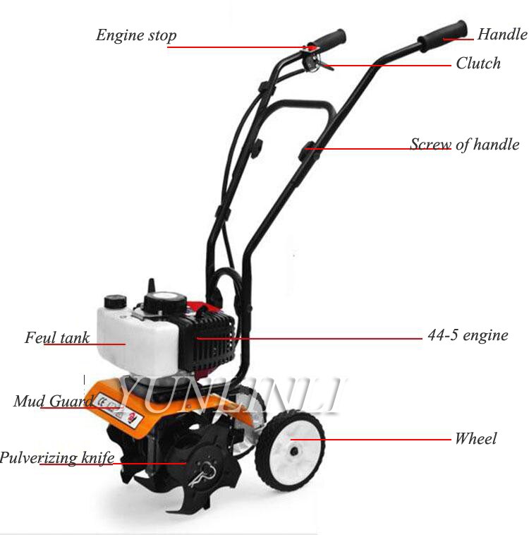 52cc 1900W Mini tiller Garden Cultivator Rotary Hoe Tine Tiller Mini Cultivator Pro Machine For Soil Loosening Equipment 1E44F-5