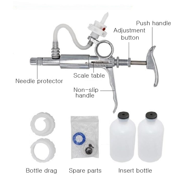 Automatic Animal Husbandry Continuous Syringe Veterinary Equipment With Bottle Inoculation Metal Multifunctional Farm Tool 5ml