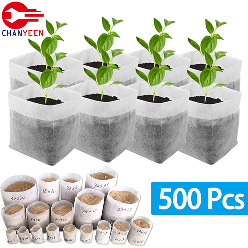 100-500Pcs Biodegradable Nursery Bag Fabric Plant Growing Bags