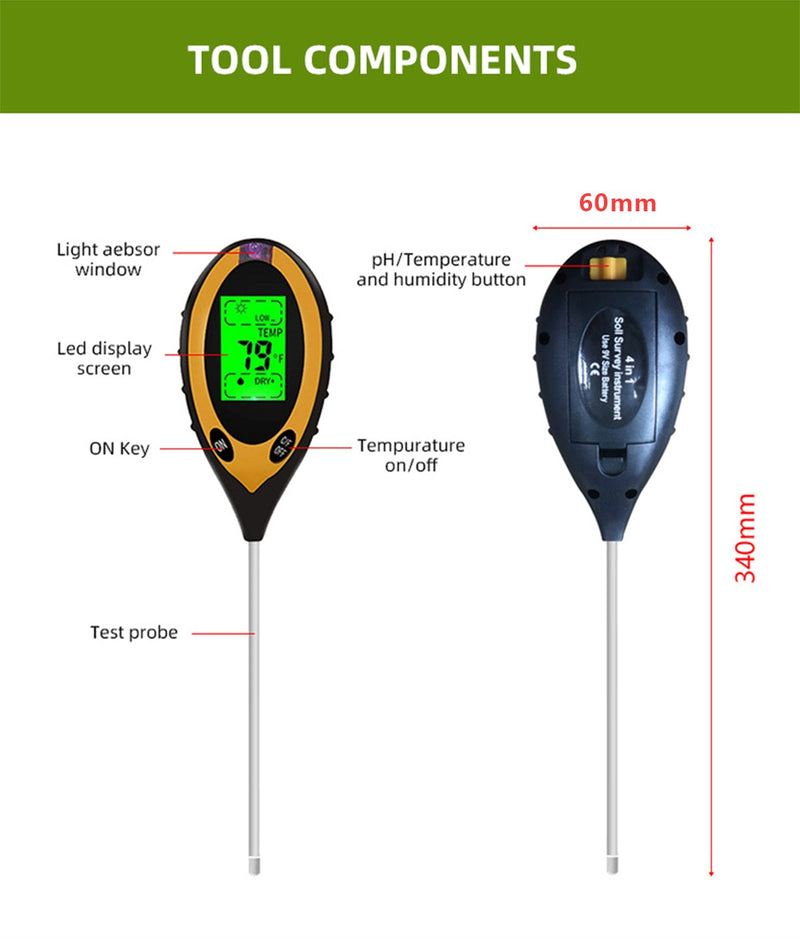 4 in 1 Soil PH Meter Tester Soil Tester PH