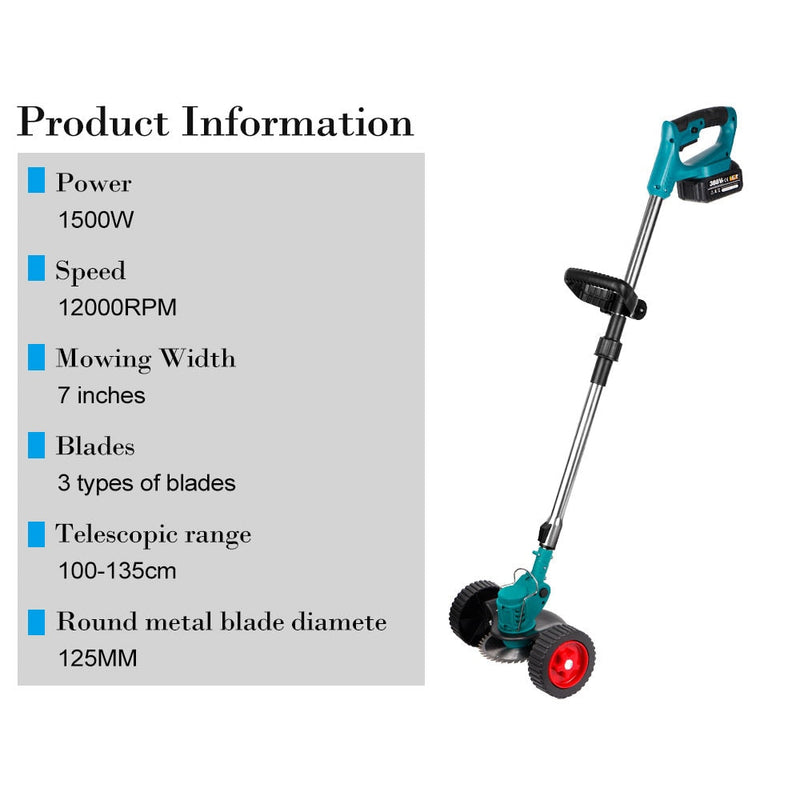 Handheld Electric Lawn Mower Foldable Trimmer Adjustable Garden Pruning Cutting Power Tools