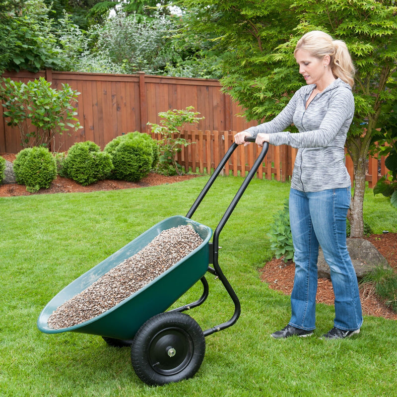 Dual Wheel, Poly Tray Yard Rover Wheelbarrow