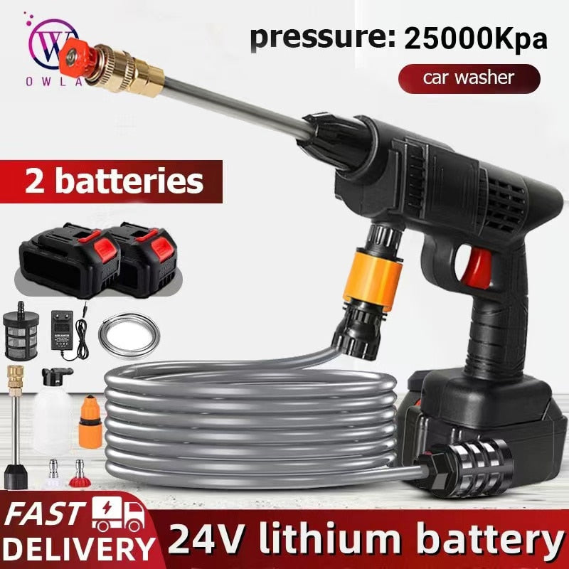 Portable Cordless High Pressure Car Washer 24v Lithium Battery Power Sprayer Washer Garden Watering Wash Tool Auto Washer Guns